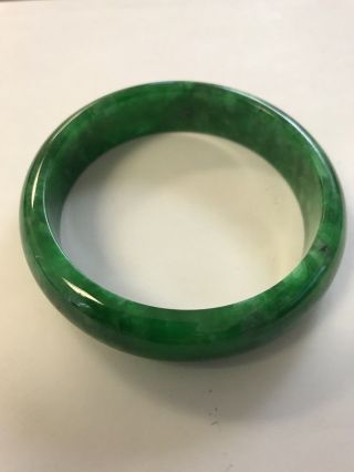Vintage Translucent Natural Green Jadeite Jade Bangle Bracelet 59mm Id
