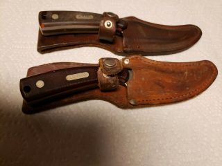 2 Vintage Schrade U.  S.  A.  152 Old Timer Sharpfinger Knives With Sheaths
