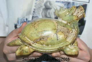 7.  2 " Old Chinese Hongshan Culture Hetian Jade Hand - Carved Dragon Turtle Statue