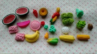 Vintage Tyco Kitchen Littles Barbie Food Fruit Vegetables Play Or Diorama