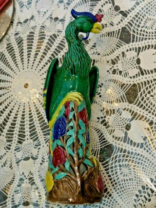 Large Vintage Chinese Porcelain Figurine Pheasant Bird Statue Hand Painted 2