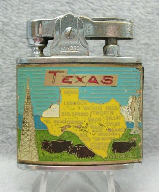 Vintage State Of Texas Colorful Flat Advertising Lighter Lqqk