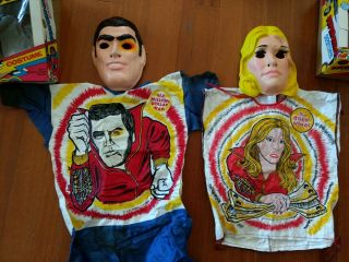 Vintage Ben Cooper Six Million Dollar Man And Bionic Woman Masks With Costumes