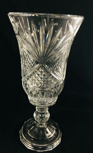 Vintage Heavy Pressed Glass Crystal ? Hurricane Candle Holder 2 Piece