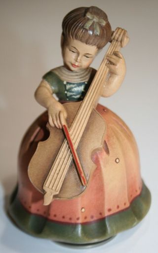 Vintage Wood Wooden Reuge Swiss Musical Box Dr Zhivago Girl Playing Cello