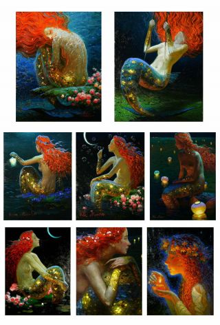Artwork Fantasy Vintage Mermaid Oil Painting Print On Canvas Home Art Wall Decor