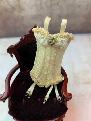 Vintage Miniature Dollhouse Artisan Silk Ladies Display Corset Garter Hooks 1:12