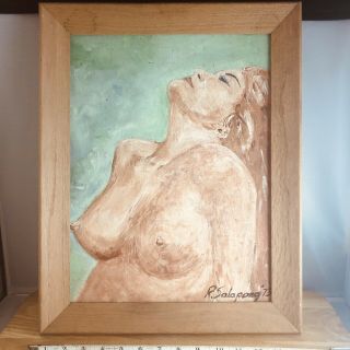 Vintage Hand Oil Painting Nude Female Figure R Salapong 1973
