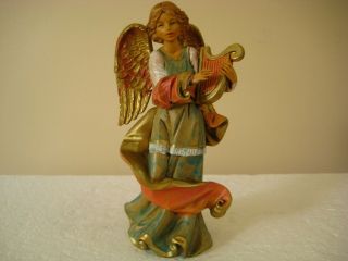 Vintage Fontanini Depose 6 1/2 " Angel With Harp Figurine 251 Italy Nativity