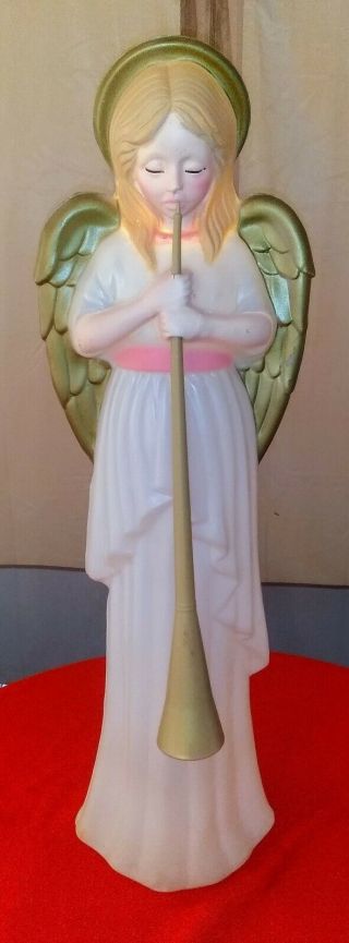 Vintage Tpi Blow Mold Christmas Lighted Angel With Horn