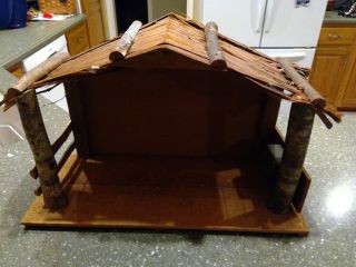 Vintage 18 " Christmas Wood Stable/ Creche Only Music Silent Night Made In Japan