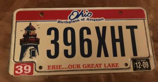 Ohio 2009 Erie Lighthouse License Plate 396xht - County 39