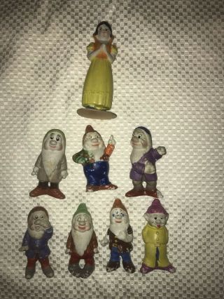 Antique 1937 Snow White And The Seven Dwarfs Bisque Figurines Very Rare