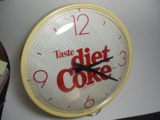 Vintage Taste Diet Coke Coca - Cola Wall Clock 13 1/2 " Good Cond.
