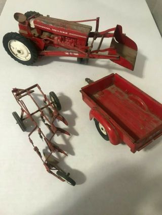 Vintage Tru - Scale Tractor W/ Loader Attachment,  Farrow Plow,  And Trailer