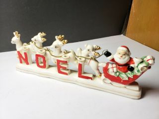 Vintage Relco Santa Claus With Reindeer Christmas Noel Sign