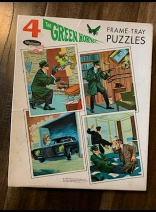 1966 Vintage Whitman The Green Hornet Frame Tray 4 Puzzles - Greenway Production
