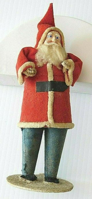 Antique Paper Mache/felt Santa Claus St.  Nick 6 " Tall Christimas Japan