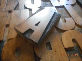 Printing Letterpress Printer Block Antique Large Wood Alphabet Marked