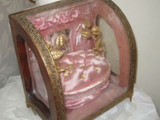 C.  1899 Antique French Gold Gilt Metal & Silk Boudoir Stand