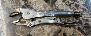 Vintage Vise Grip 10wr Curved Jaw Locking Pliers With Wire Cutter Usa Made