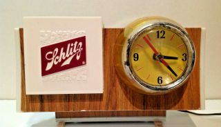 Vintage Schlitz Lighted Clock Beer Barrel Motion Sign Back Bar Register Topper