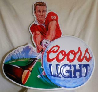 Scarce Vintage Tin Metal Coors Light Golf Beer Sign 1995 28 " X 28 1/4 " Man Cave