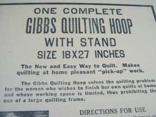 Vintage Gibbs Quilting Hoop W/Stand 18 X 27 X 31 High 2