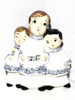 Vintage Porcelain Musical Hand Painted Singing Choir Boys Plays Joy 2 The World