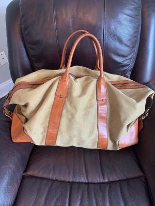 Polo Ralph Lauren Vintage Duffle Duffel Bag,  Mcmlxyii,  Tan Canvas With Leather