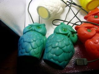 Vintage Blow Mold Green Eye Owl RV/Party Light String - 7 Lights - Work - Multicolor 2