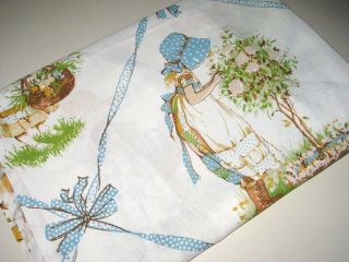 Vintage Holly Hobbie Twin Flat Bed Sheet Made In Usa By Jc Penney