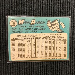1965 TOPPS MILWAUKEE/ATLANTA BRAVES COMPLETE TEAM SET VG - EX 30 CARDS HANK AARON 3