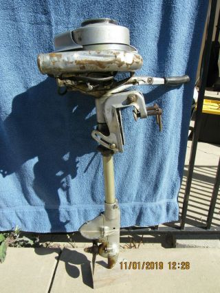 Johnson Antique Outboard Motor 1.  1hp Ms38 1938 Sausage Tank Has Rear Cover