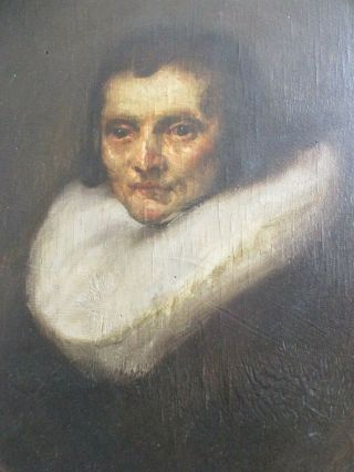 Follower of REMBRANDT ? - Dark Antique Oval Oil Painting Portrait of Gentleman 2