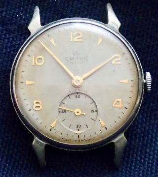 Smiths De Luxe English Gents Vintage Wristwatch Movement Circa 1950`s