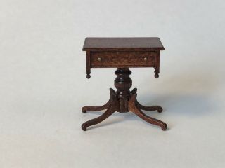 Vintage Dollhouse Miniature Edward Ted G.  Norton Wood Side Table Signed 1:12