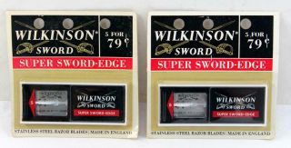 2 Packs Vintage Nos Wilkinson Sword Razor Blades 10 Blades Made In England
