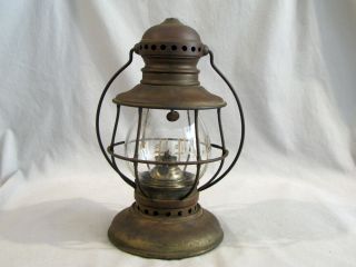 Antique Bell Bottom Railroad Presentation Lantern - Engraved Globe