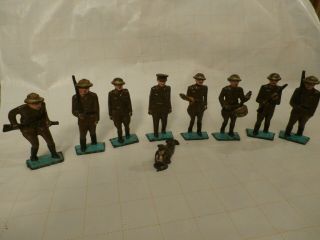 Vintage Military Toy Soldiers Army Men Lead/cast Iron/metal Set Of 9
