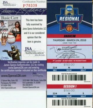 Kobe Bryant Signed Ncaa March Madness College Basketball Ticket Jsa