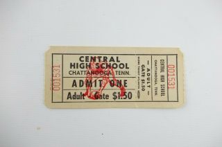 Vtg 1950s 1960 Central High School Chattanooga Tn Tennessee Football Ticket Stub