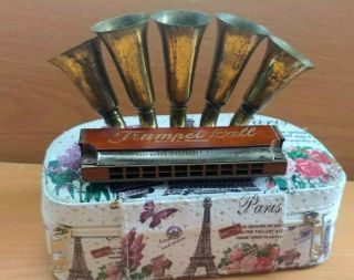 Antique M.  Hohner Trumpet Call Harmonica Made In Germany / With Other Box