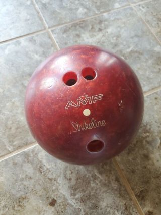 Vintage Amf Strikeline Bowling Ball 12 Lbs Red/orange Swirl