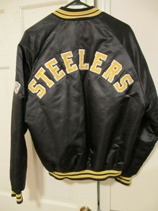 Pittsburgh Steelers Vintage Chalk Line Black Satin Jacket Mens Size Large Or Xl