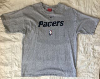 Vtg Reebok Nba Indiana Pacers Logo Gray T Shirt Mens Size L