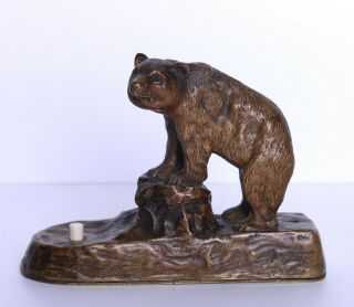 Antique Wien Bronze Bear Figure Servant Call Ringer Push Button