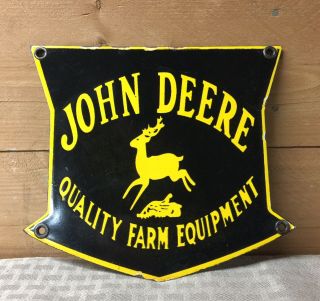 Vintage John Deere Quality Farm Equipment Porcelain Service Station Sign