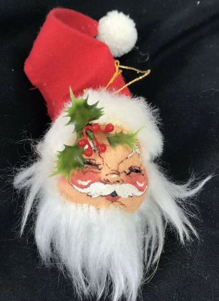 Vintage 1981 Annalee Mobilitee Christmas Santa Head Ornament Eyes Closed Usa