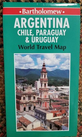 Vintage Bartholomew Travel Map Argentina Chile Paraguay Uruguay 1995 Large